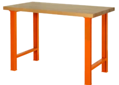 Bahco Arbetsbänk med bänkskiva i kastanjeträ, orange ben 1800mm
