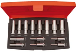Bahco Hylsor S1214L 3/8'' i sats 6-19mm 6-kant 14 delar, långa