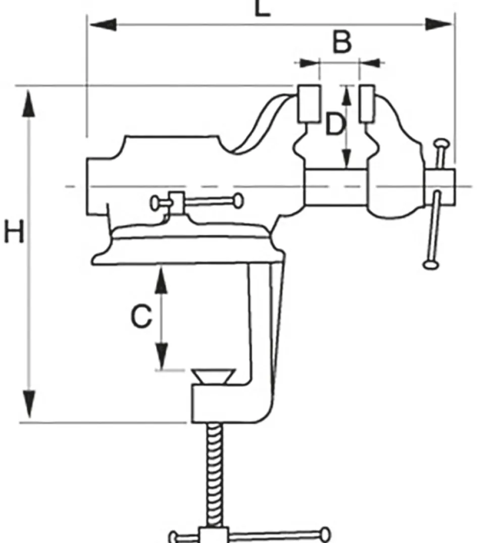 Bahco Skruvstäd 834V-2, vridbart med rund guide 63mm