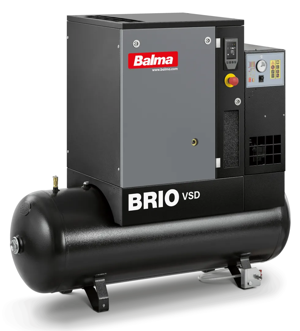 Balma Skruvkompressor Brio VSD.IE 2,2kW 8 bar 200 l med inverter och kyltork