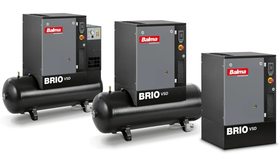 Balma Skruvkompressor Brio VSD.IE 2,2kW 8 bar 200 l med inverter och kyltork