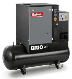 Balma Skruvkompressor Brio VSD.IE 5,5kW 10 bar 200 l med inverter och kyltork