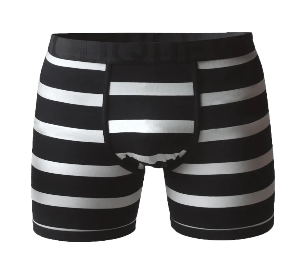 Bambu Boxer Kalsong - Long Leg Randiga Vit/svart