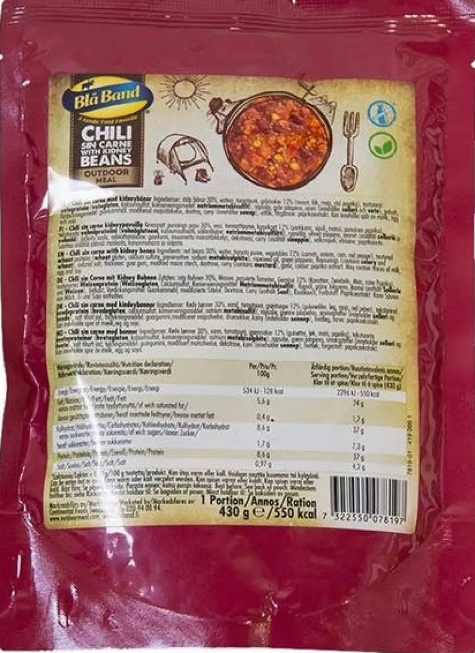 Blå Band Chili sin carne med kidneybönor