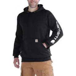 Carhartt Sleeve logo Hoodie Herr Black