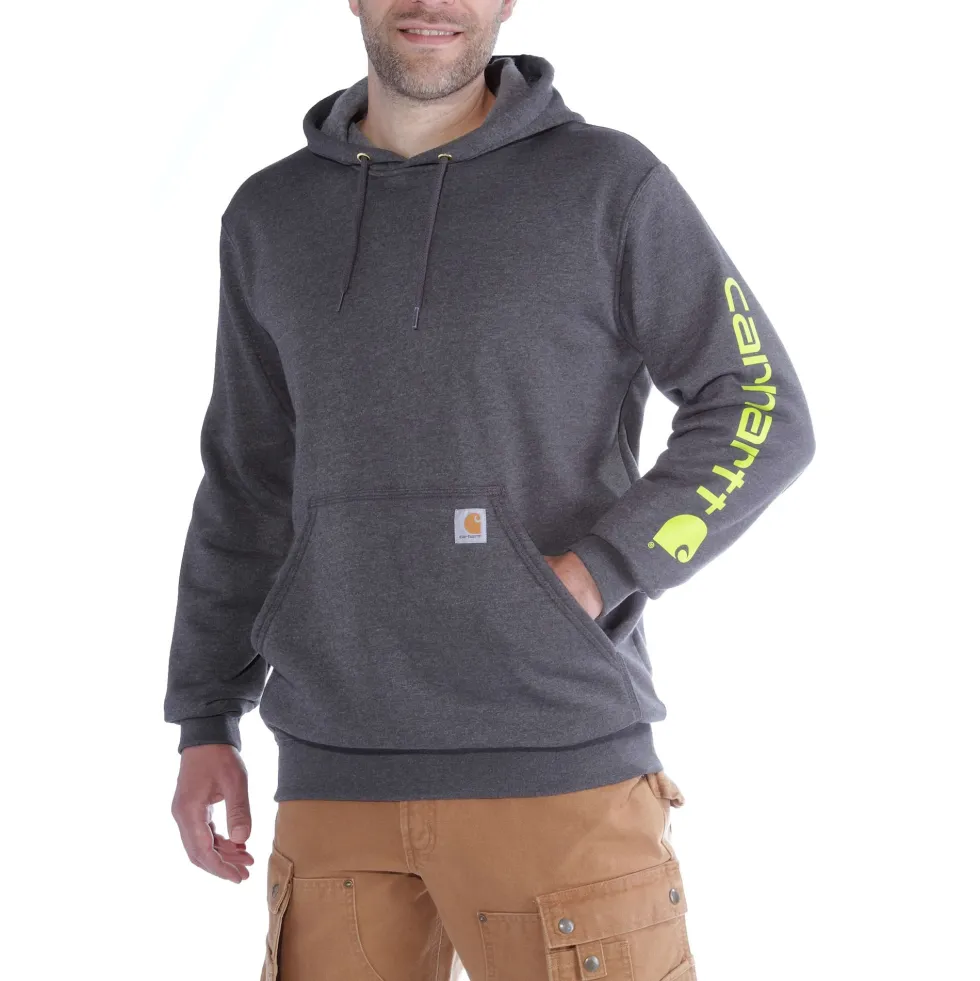 Carhartt Sleeve logo Hoodie Herr Carbon Heather