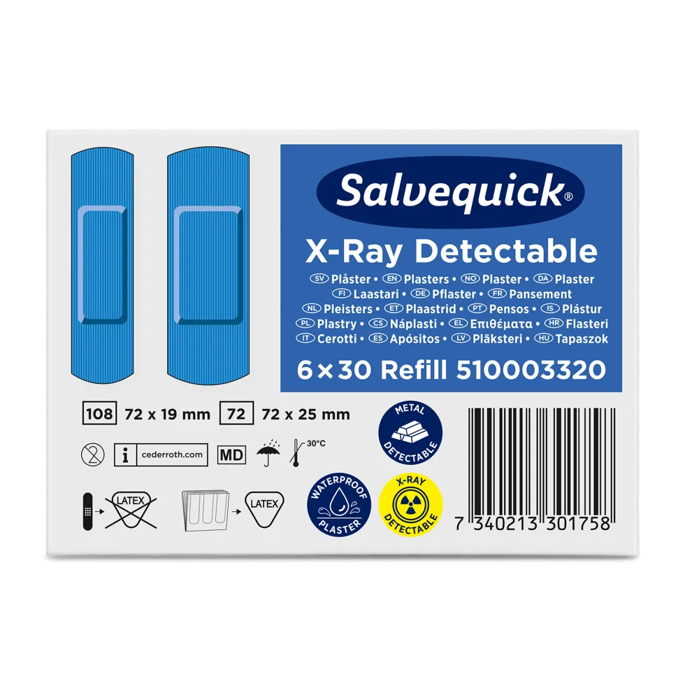 Cederroth Salvequick Refill X-Ray Detectable Plåster 510003320 6-pack (30 st/refill)