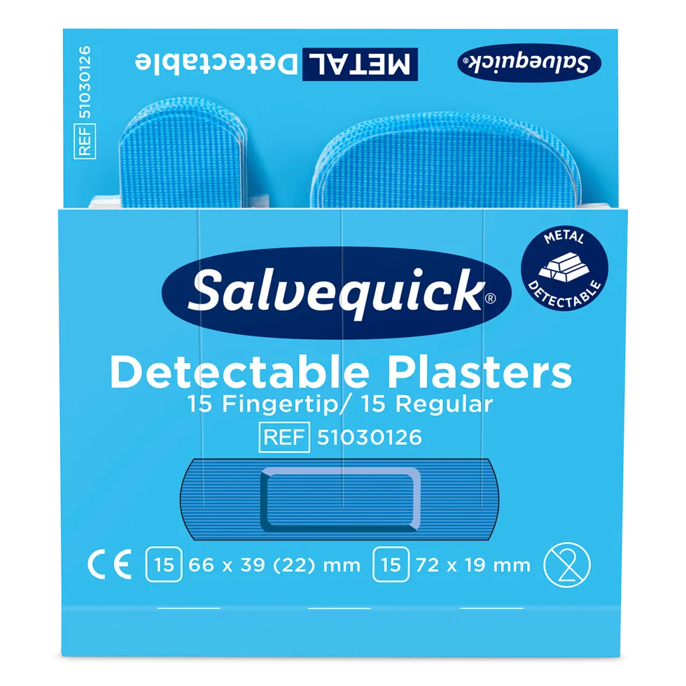 Cederroth Salvequick Refill Blue Detectable Plåster Fingertip/Regular 51030126 6-pack (30 st/refill)