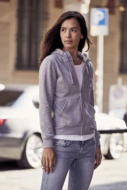 Clique Basic Hoody Fullzip Dam Gråmelerad