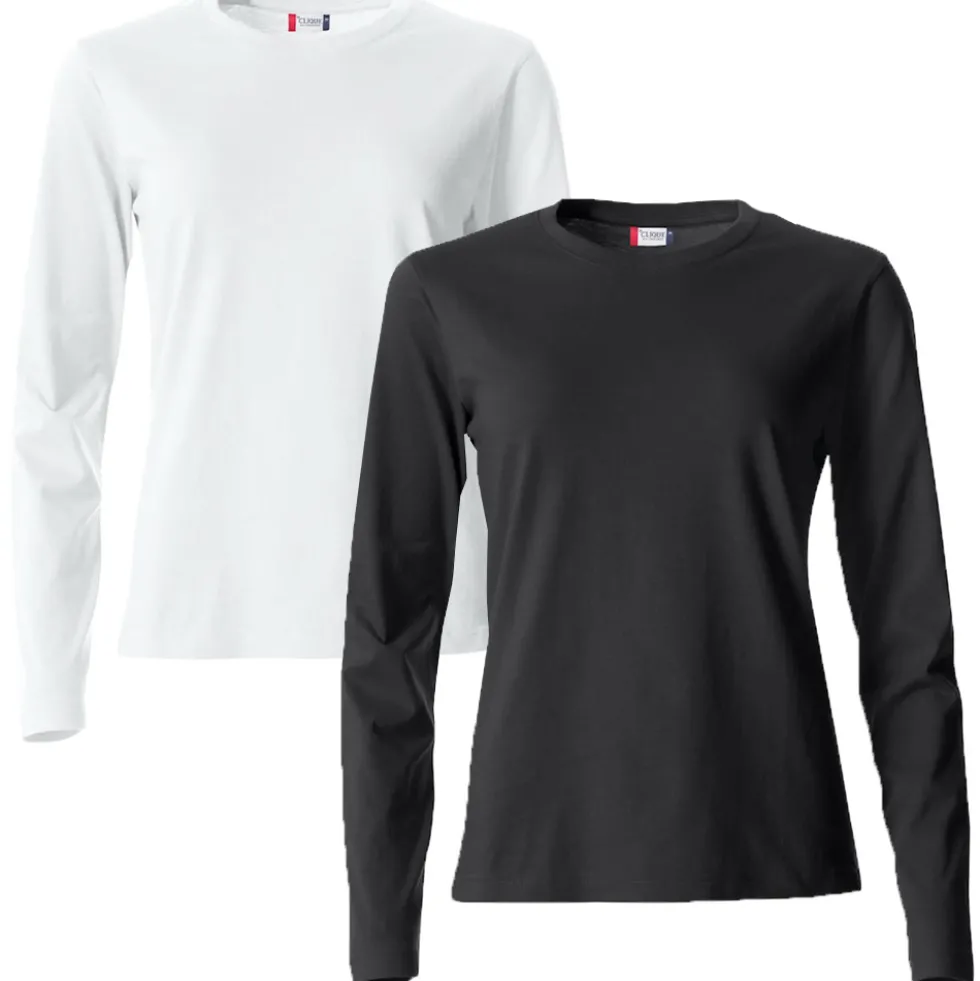 Clique Långärmad tröja Vit + Svart 2-pack Dam