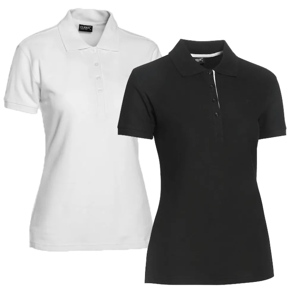 Clique Piké Dam 2-pack svart/vit