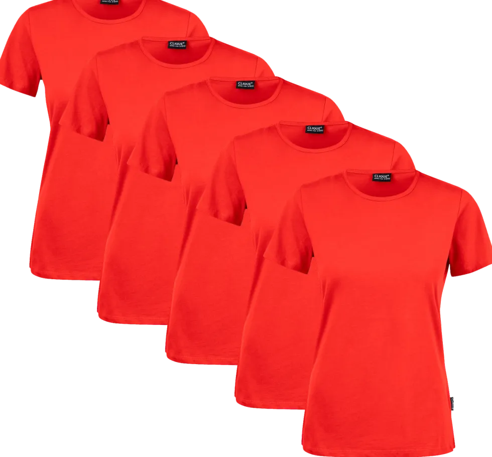 Clique T-shirt Dam 5-pack Röd