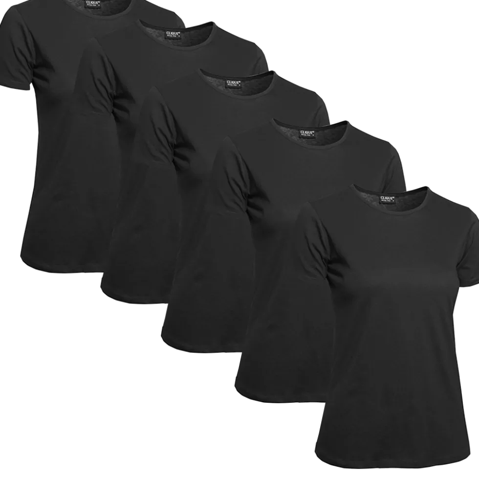 Clique T-shirt Dam 5-pack Svart