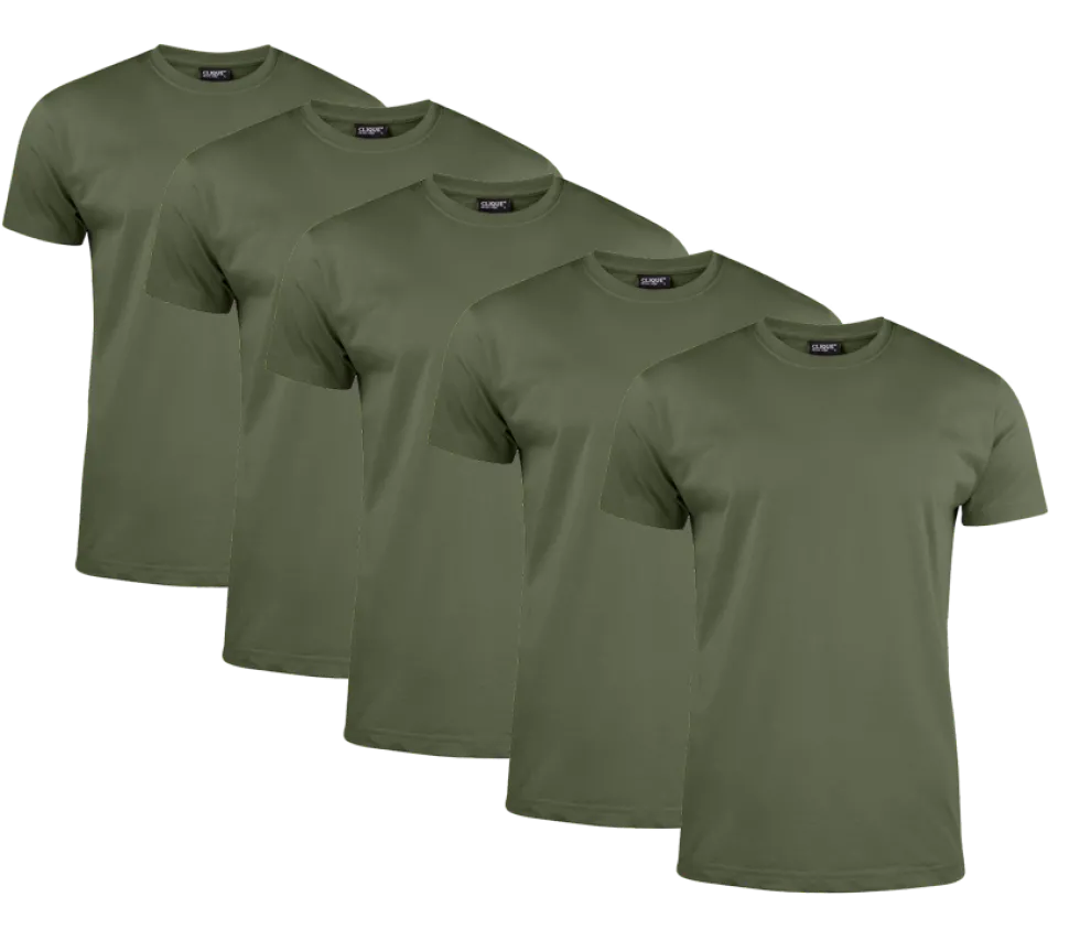 Clique T-shirt Herr 5-pack Militärgrön