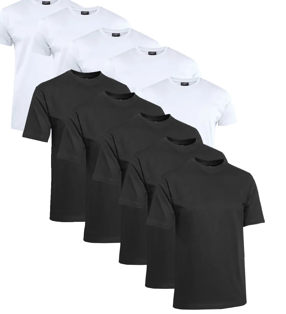 Clique T-shirt Herr 10-pack Vit/Svart