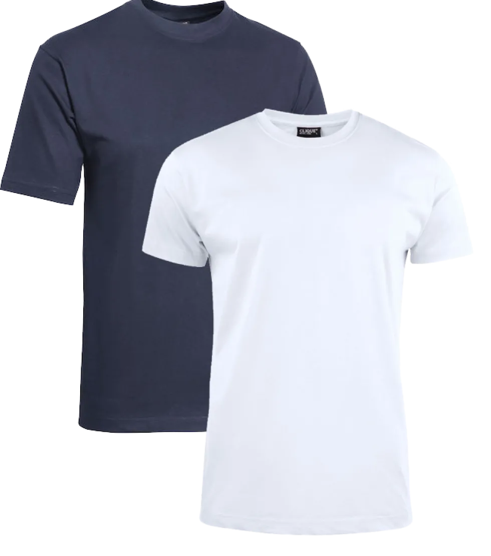 Clique T-shirt 2-pack blå/vit
