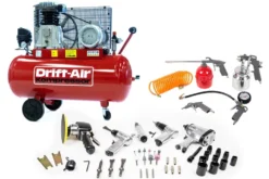 Drift-Air Kompressorpaket CT 4/380 med 5 tryckluftsmaskiner, 45 tillbehör samt 5 tryckluftsverktyg