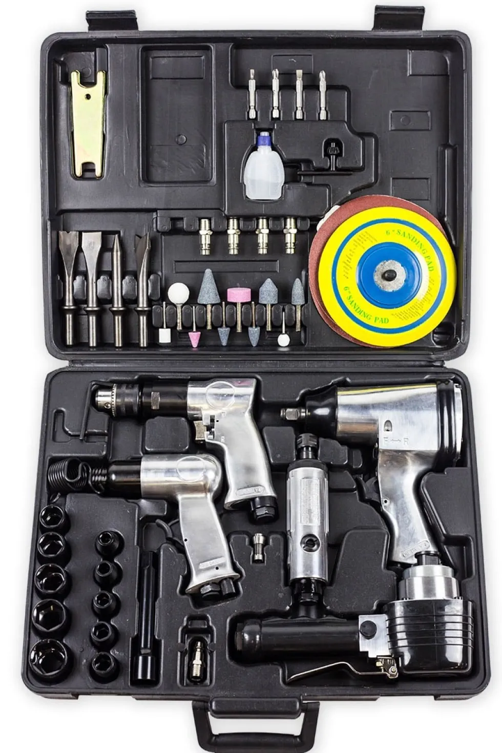Drift-Air Kompressorpaket CT 4/380 med 5 tryckluftsmaskiner, 45 tillbehör samt 5 tryckluftsverktyg