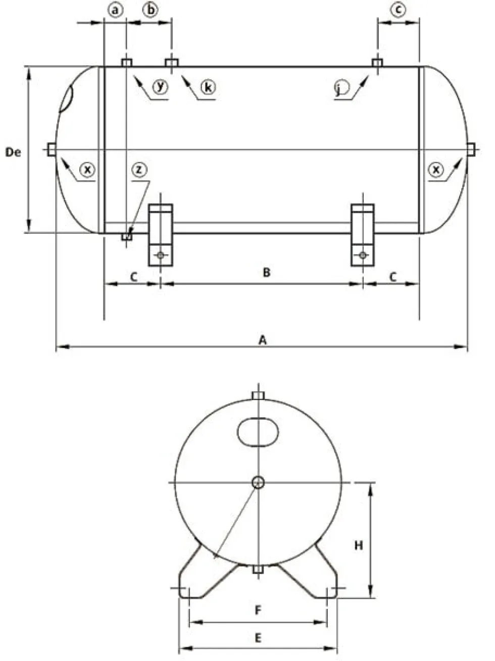 Drift-Air Tryckluftstank horisontal 500 l/11 bar