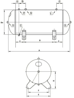 Drift-Air Tryckluftstank horisontal 200 l/11 bar
