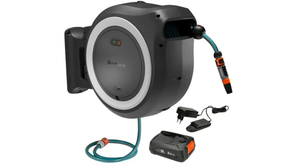 Gardena PowerRoll XL 35m Vit Batteridriven Väggslangbox