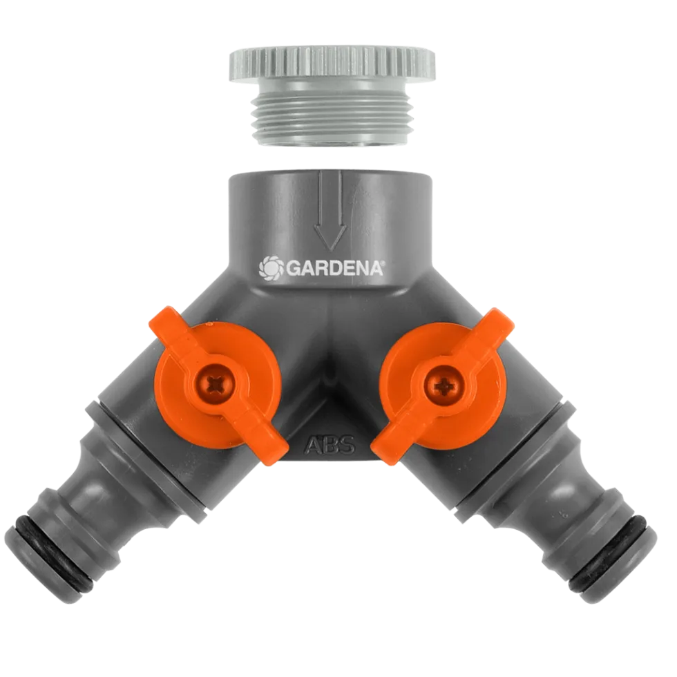 Gardena 2-vägskran med adapter 1/2''-3/4''