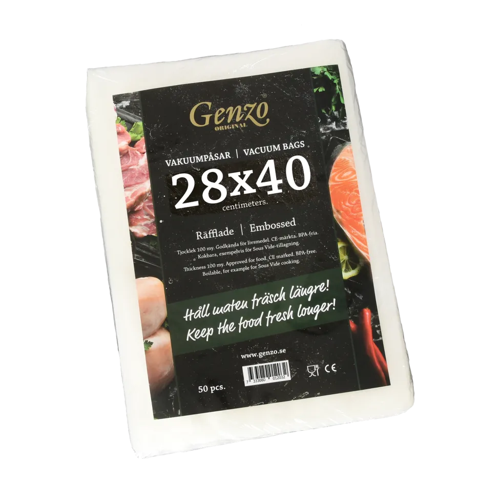 Genzo Räfflade Vakuumpåsar till Vakuumförpackare 28x40 50-pack