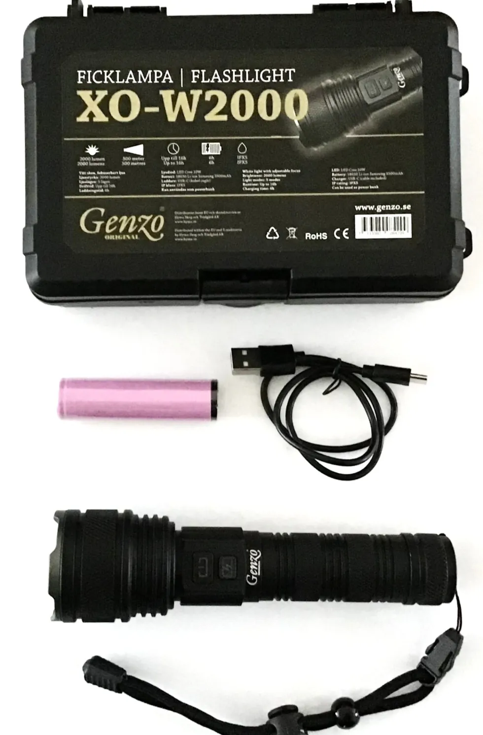 Genzo XO-W2000 LED-lampa 2000 Lumen Fokuserbar Vitt sken