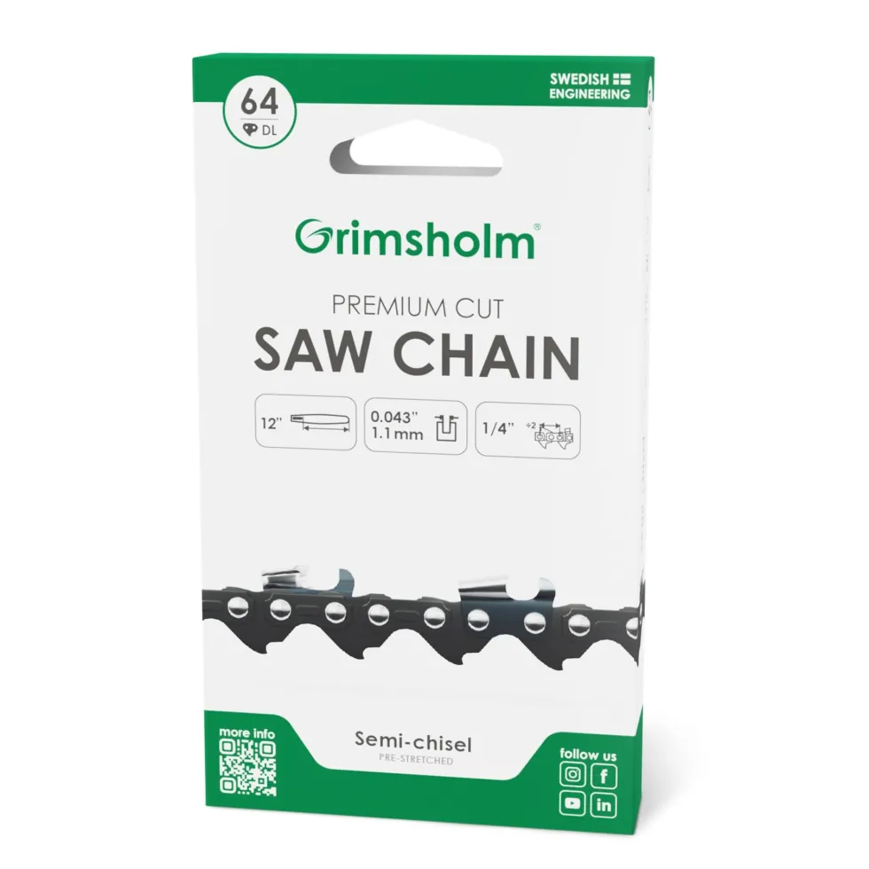 Grimsholm 12" 64dl 1/4" 1.1mm Premium Cut Motorsågskedja