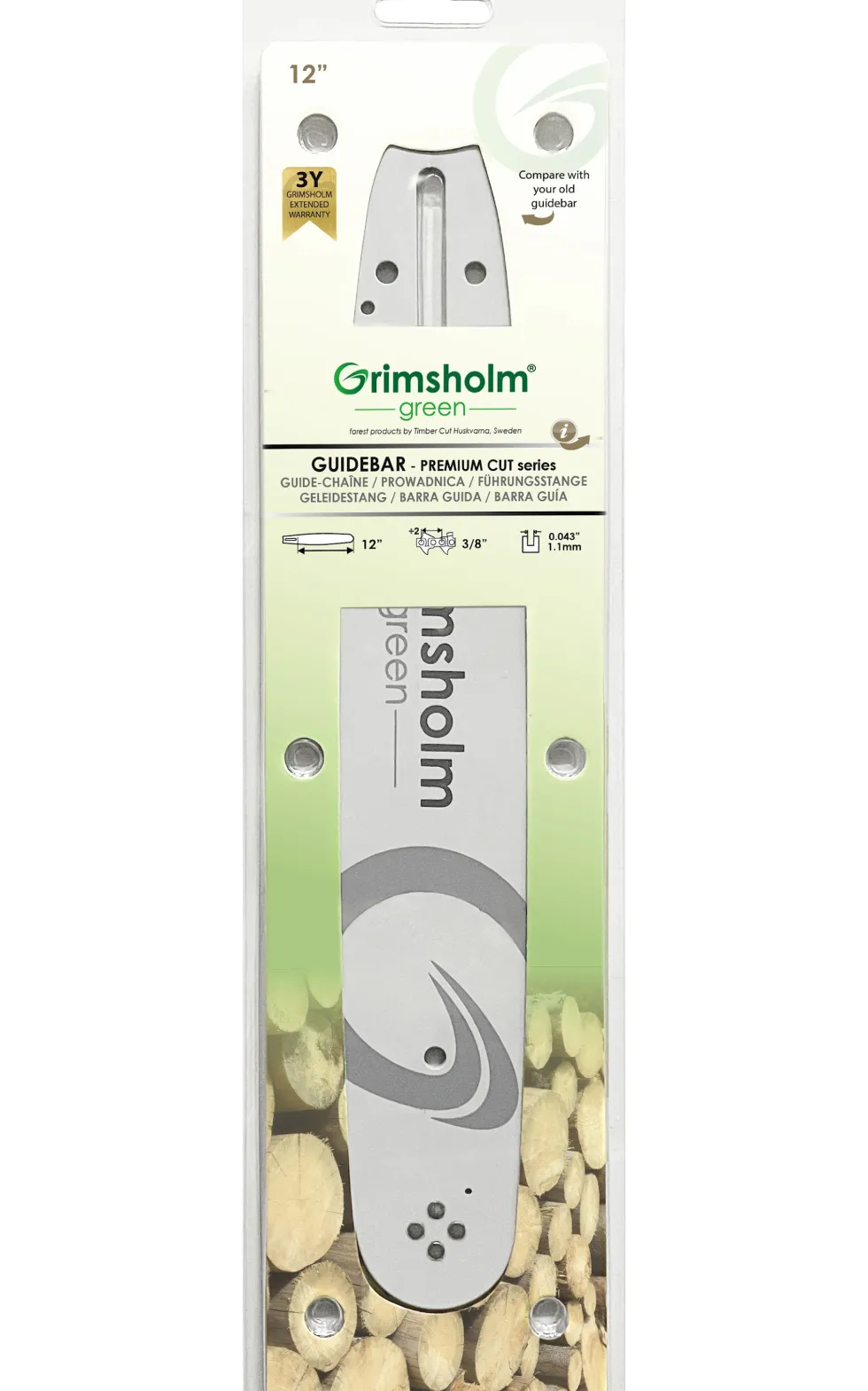 Grimsholm 12" 3/8" 1.1mm Premium Cut Motorsågssvärd