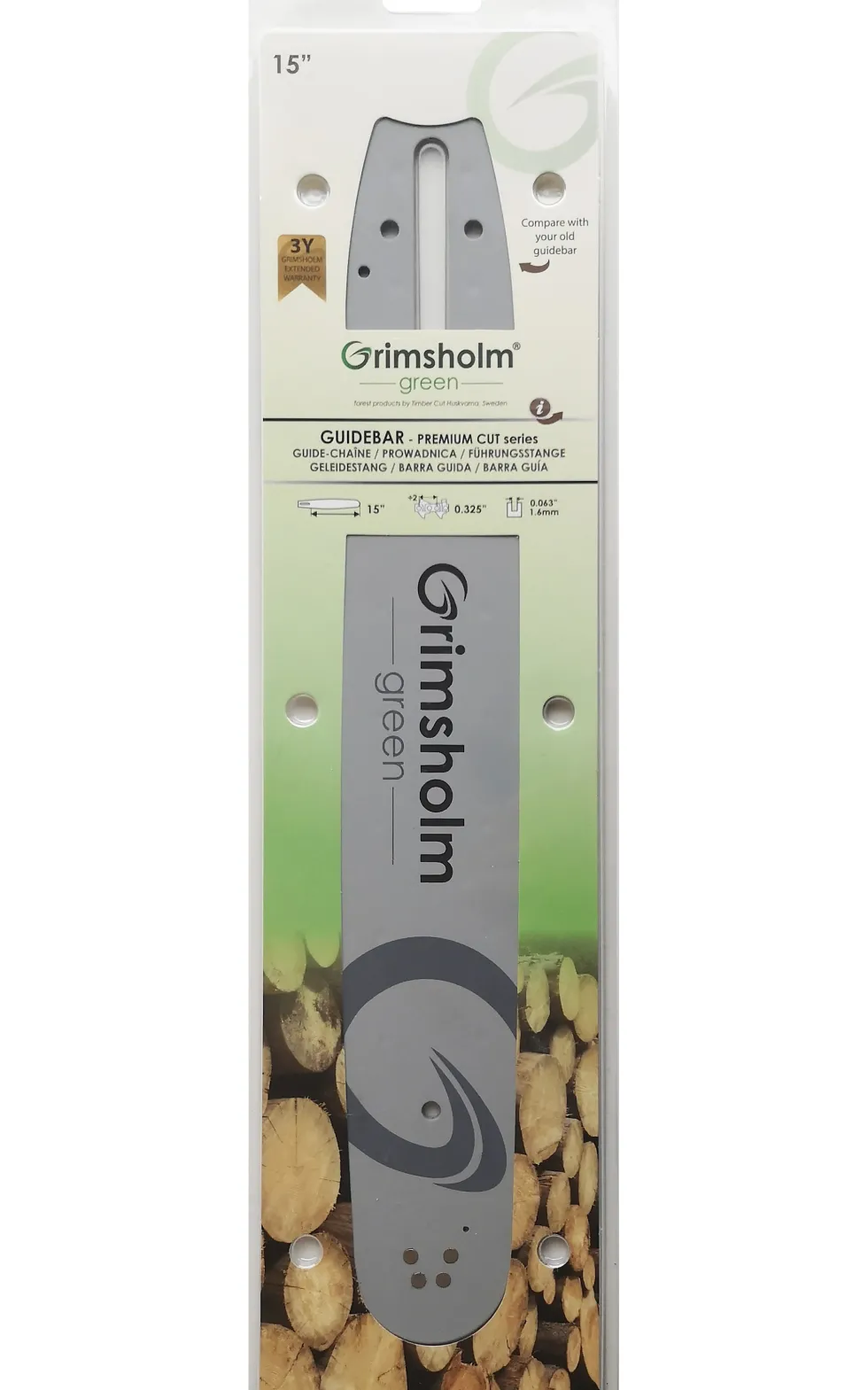 Grimsholm 15" .325" 1.6mm Premium Cut Motorsågssvärd