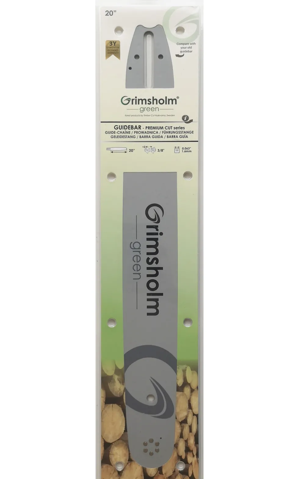 Grimsholm 20" 3/8" 1.6mm Premium Cut Motorsågssvärd