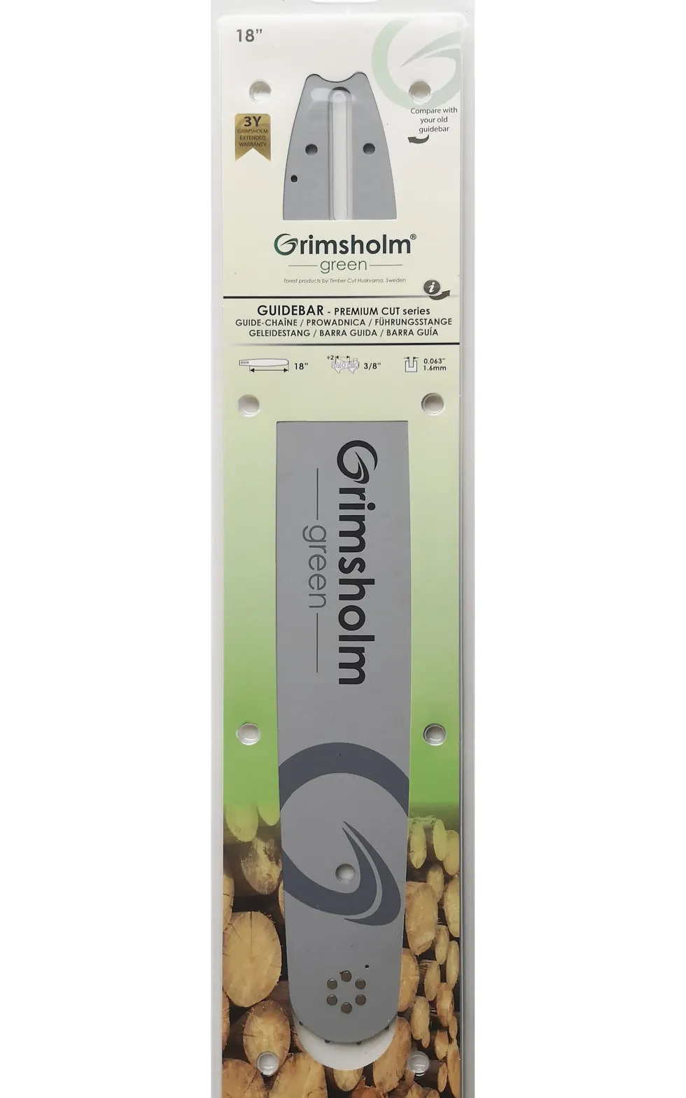 Grimsholm 18" 3/8" 1.6mm Premium Cut Motorsågssvärd