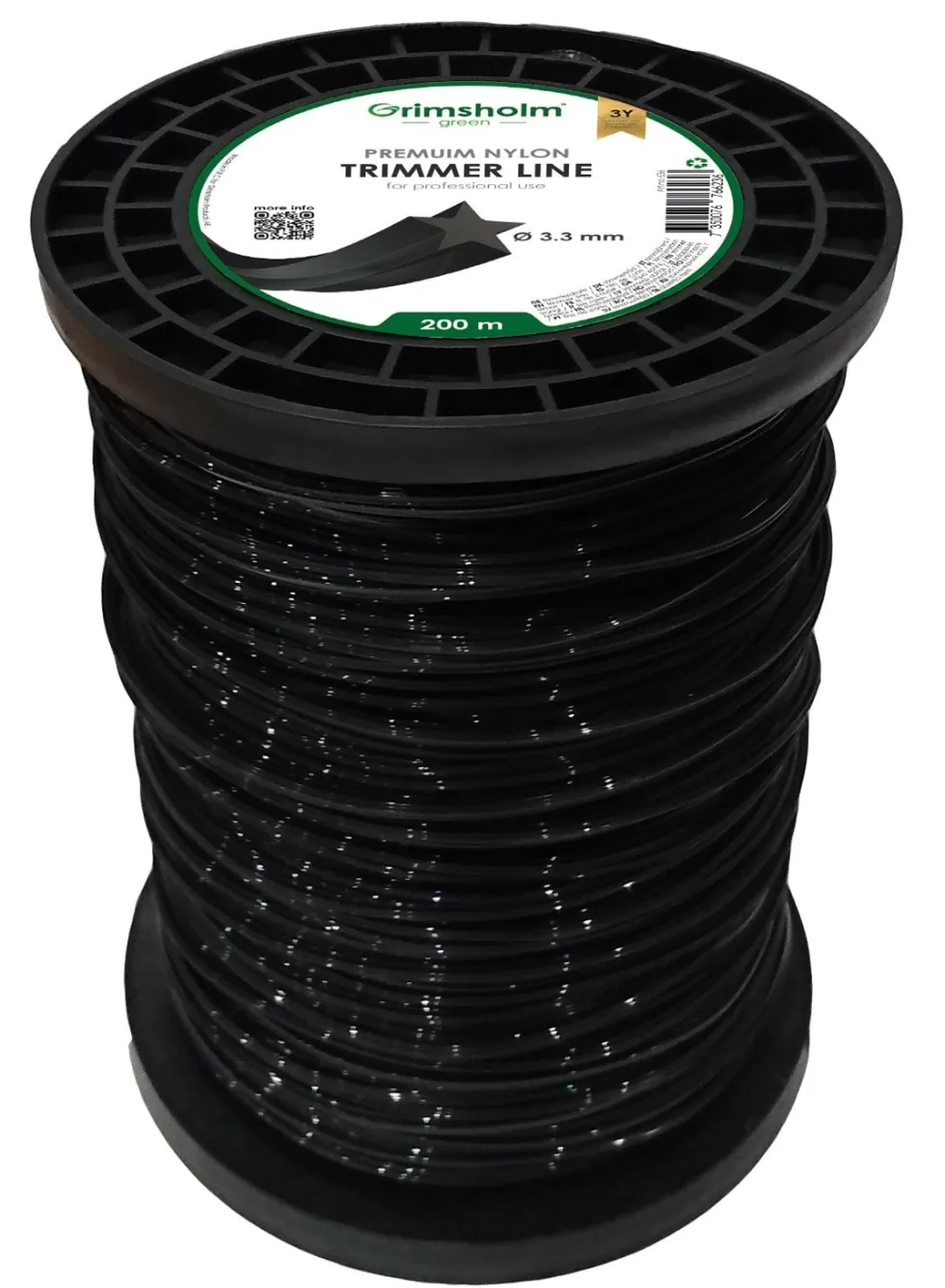 Grimsholm Trimmertråd Stjärna Svart 3,3mm 200m