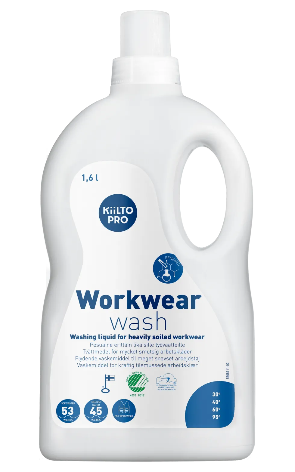 Kiilto Pro Workwear Wash Tvättmedel, 1,6 L