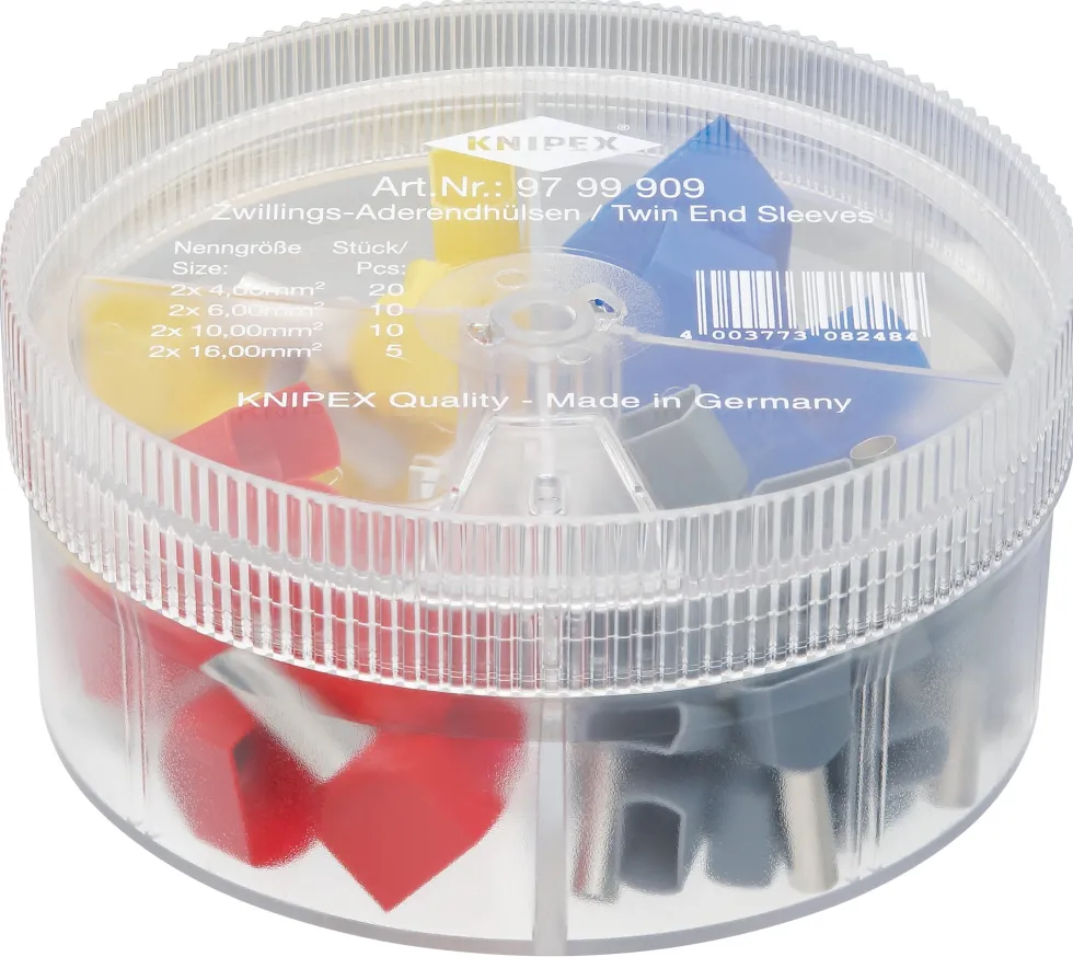 Knipex Ändhylssortiment Twin isolerade, 4,00-16,00mm², 200 delar, 9799909
