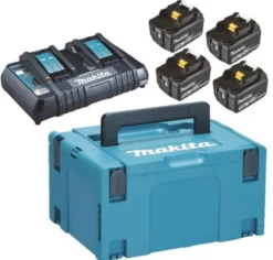 Makita Batteri & dubbelladdare 4st 5 Ah BL1850B & laddare DC18RD Powerpack i MAKPAC