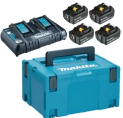 Makita Batteri & dubbelladdare 18V 4st 6 Ah BL1860B + laddare DC18RD i MAKPAC