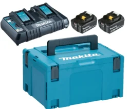 Makita Batteri & dubelladdare 18V 2st 6 Ah BL1860B + laddare DC18RD i MAKPAC