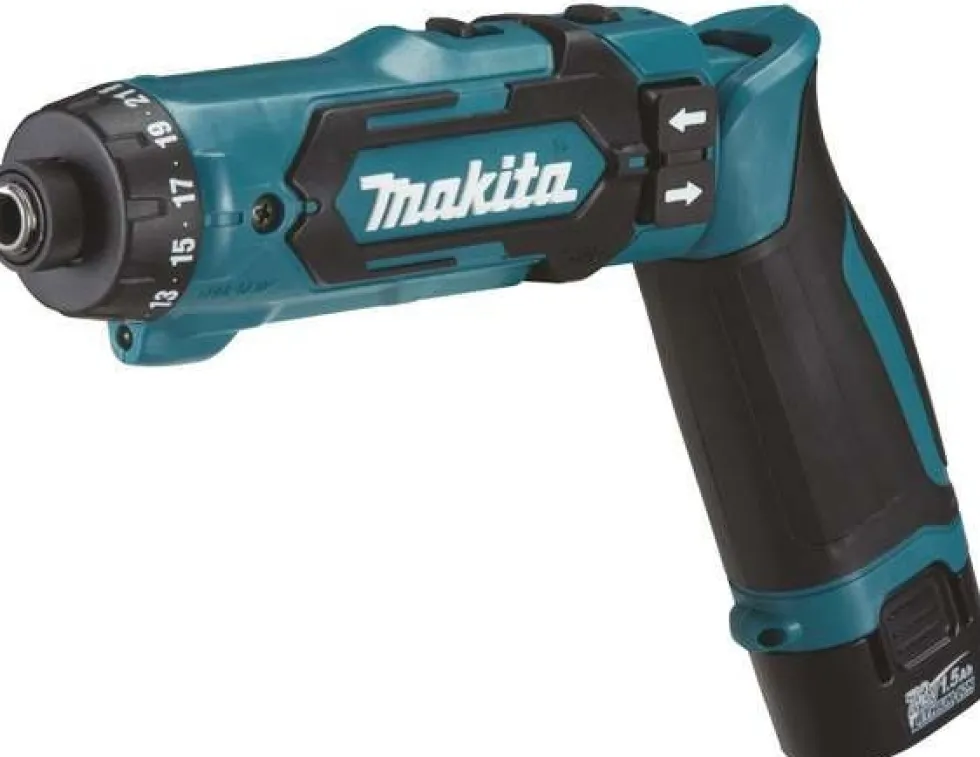 Makita Borrskruvdragare DF012DSJ 7,2V med 2st 1,5Ah batterier & laddare i väska