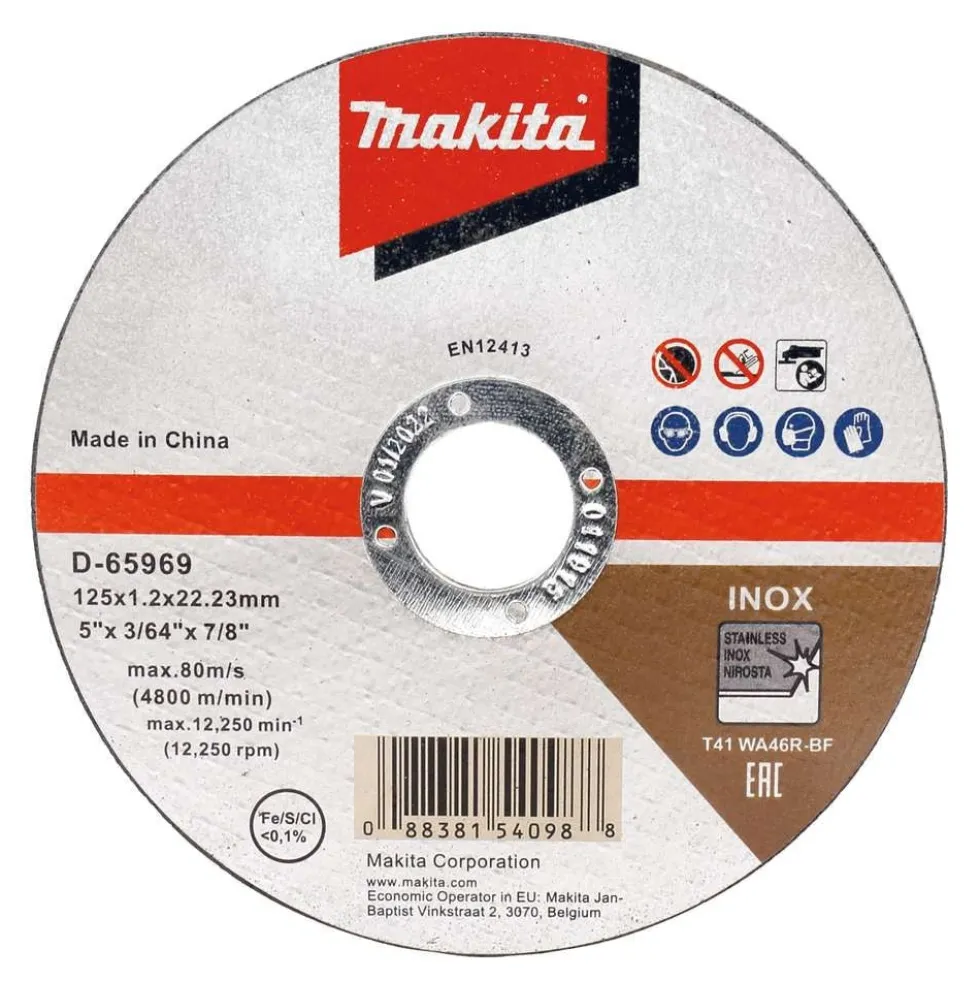 Makita Kapskiva för metall 125x1,2x22,23mm Inox WA46R Typ 41 12-pack