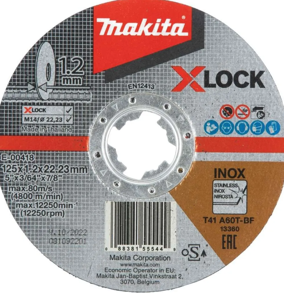 Makita Kapskiva för metall 125x1,2x22,23mm X-Lock Inox A60T Typ 41