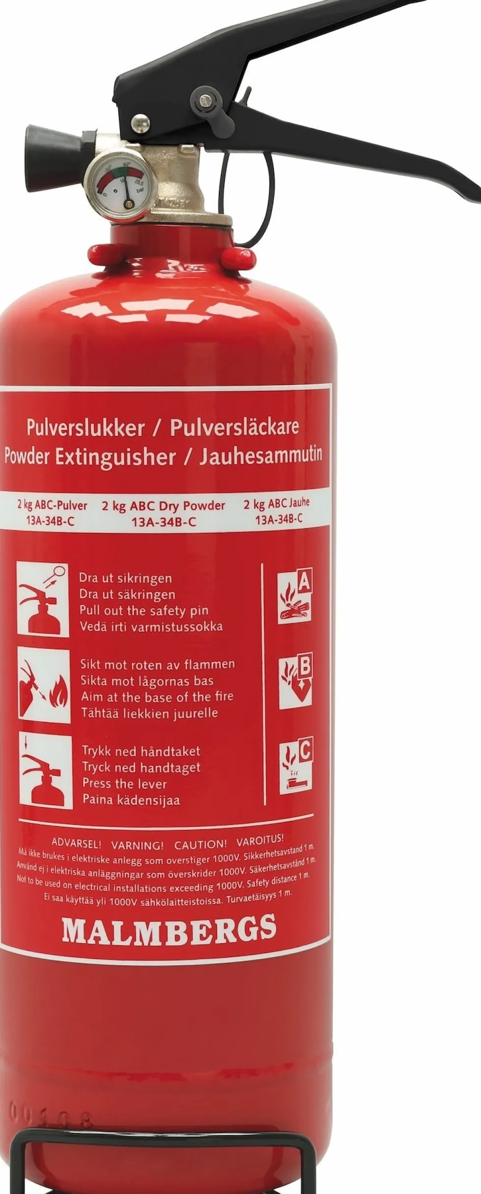 Malmbergs Brandsläckare Pulver 2 kg 13A Röd