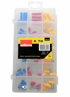 Millarco® sortimentlåda med 72 kabelskor