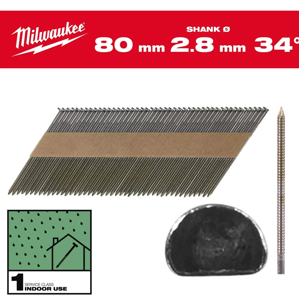 Milwaukee Maskinspik 34°80/Rs/B/C1 2200P