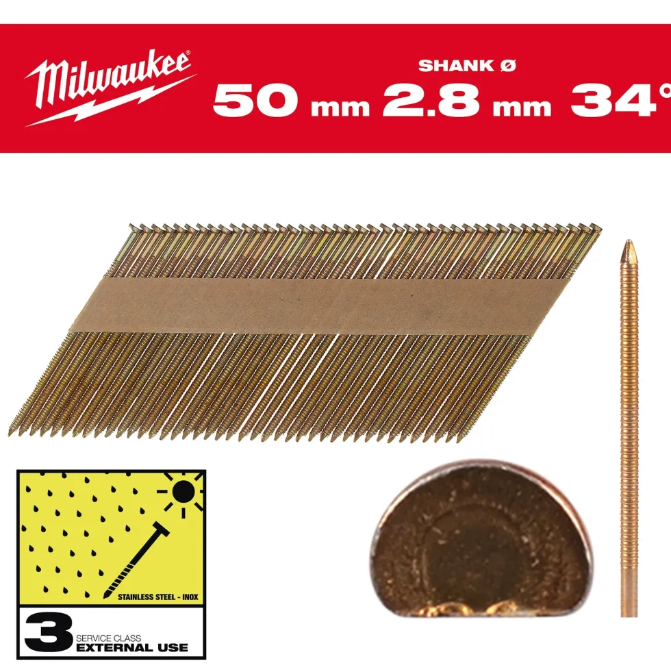 Milwaukee Maskinspik 34°50/Rs/G/C3 2200P