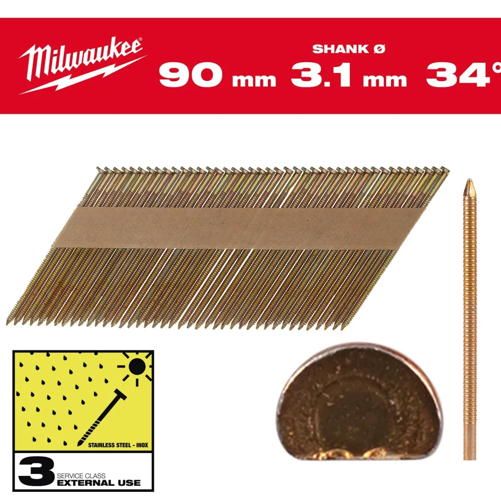 Milwaukee Maskinspik 34°90/Rs/G/C3 2200P