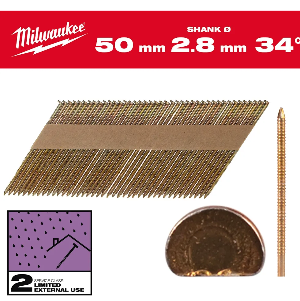 Milwaukee Maskinspik 34°50/Rs/G/C2 2200P