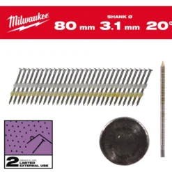 Milwaukee Maskinspik 20°80/Rs/G/C2 1750P