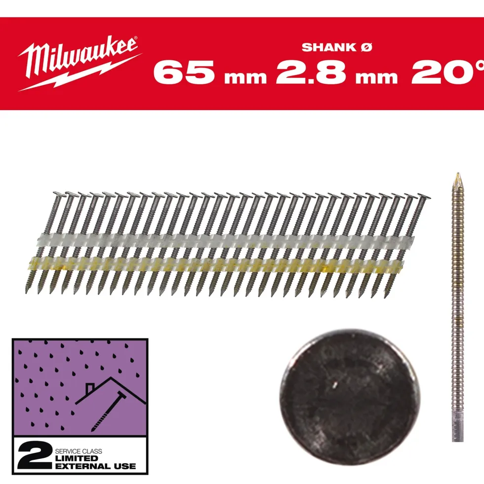 Milwaukee Maskinspik 20°65/Rs/G/C2 2000P
